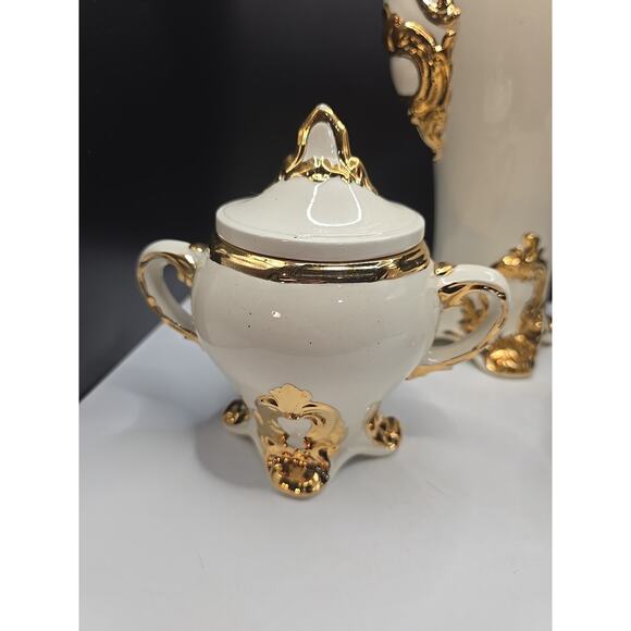 Vintage Holland Mold 5pc Off White Cream Coffee Tea Pot Creamer Sugar Set 1973 - Picture 2 of 7